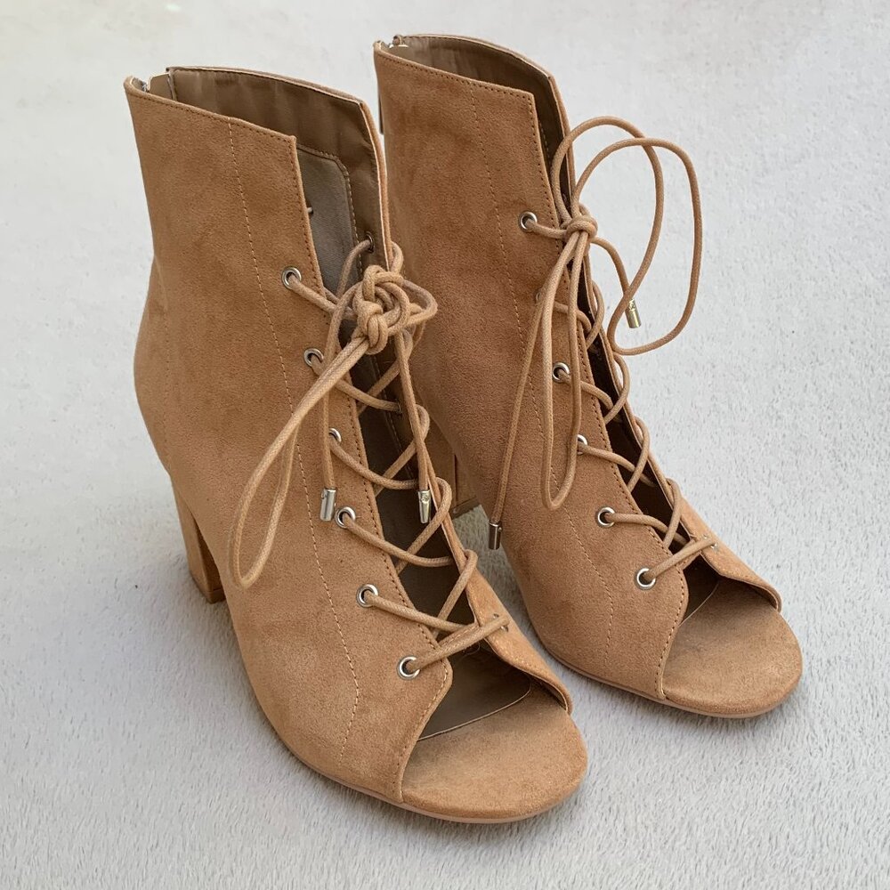 Guess GW Daly Peep Toe Lace-Up Booties - Picture 4 of 14
